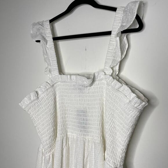 Eloquii NWT White Smocked Bodice Ruffle Midi Dress 26/28 - Picture 8 of 8